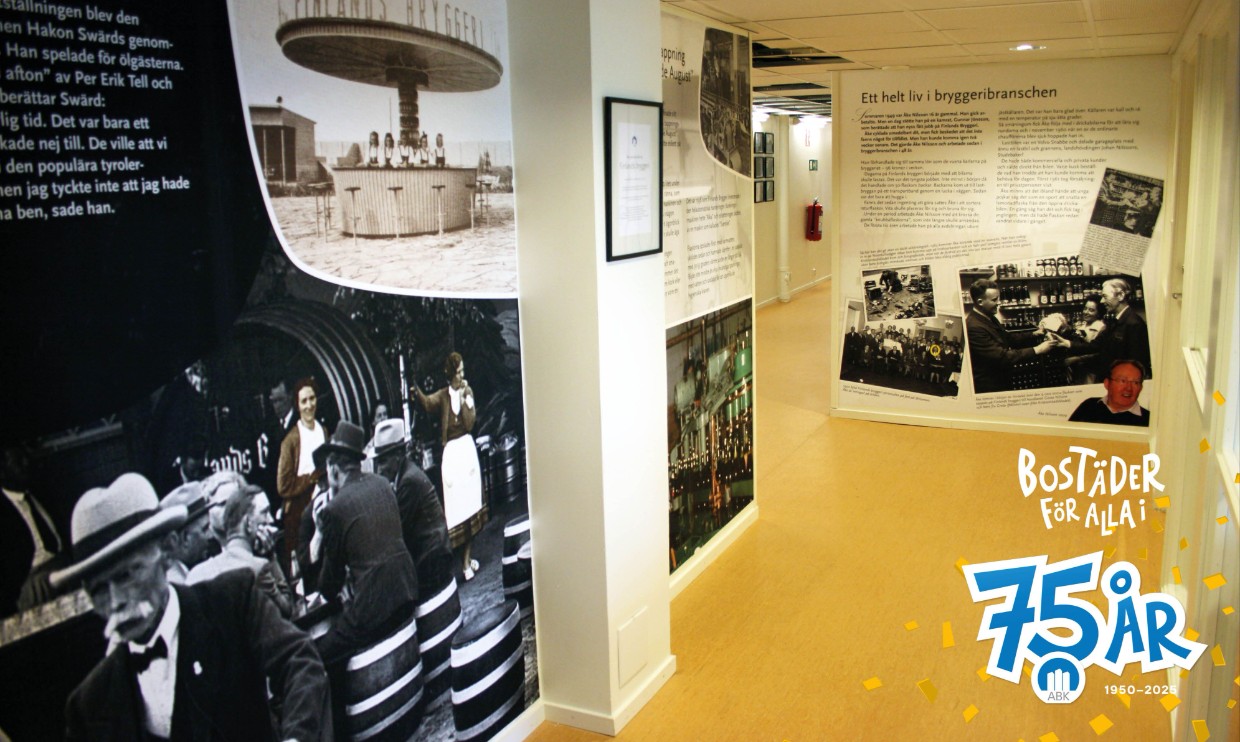 Finlands bryggeri - korridoren där utställningen finns