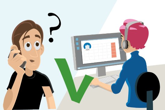 en illustration på en person som ringer kundcenter med sin upplevelse av störning